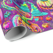 Spooky Halloween Geister und Kürbiswackelpapier Geschenkpapier (Rolleneckpunkt)