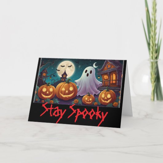 Spooky, Halloween-Geister und Pumpkins bleibe Karte (Vorderseite)