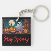 Spooky, Halloween-Geister und Pumpkins bleibe Schlüsselanhänger (Rückseite)