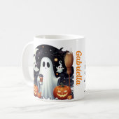 Spooky Halloween-Geisterkürbis Kaffeetasse (Vorderseite Links)