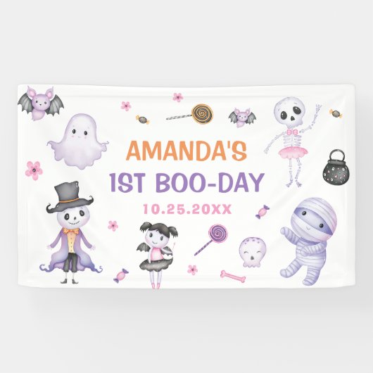 Spooky Halloween Ghost 1. Geburtstag Party Banner (Horizontal)