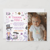 Spooky Halloween Ghost Birthday Party Foto Dankeskarte (Vorderseite)