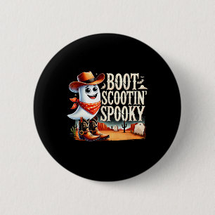 Spooky Halloween Ghost Cowboy Ghost Western Button