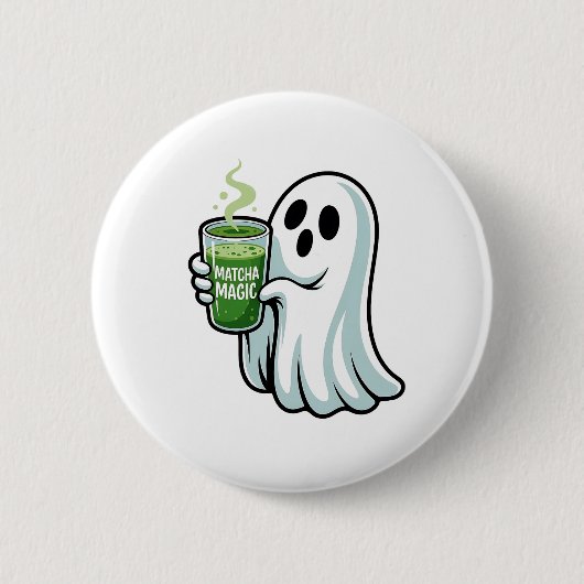 Spooky Halloween Ghost Drink Matcha Drink Button (Vorderseite)
