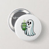 Spooky Halloween Ghost Drink Matcha Drink Button (Vorne & Hinten)