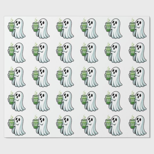 Spooky Halloween Ghost Drink Matcha Drink Geschenkpapier (Flach)