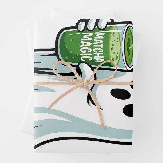 Spooky Halloween Ghost Drink Matcha Drink Geschenkpapier Set (Beispiel)