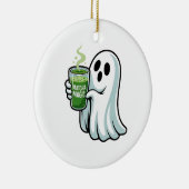 Spooky Halloween Ghost Drink Matcha Drink Keramik Ornament (Rechts)