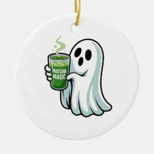 Spooky Halloween Ghost Drink Matcha Drink Keramik Ornament