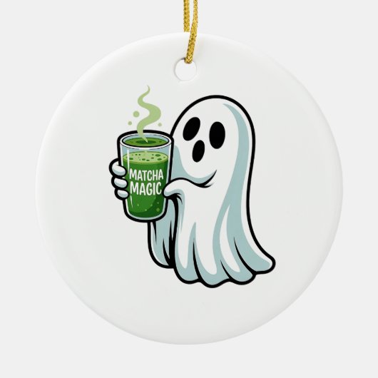 Spooky Halloween Ghost Drink Matcha Drink Keramik Ornament (Vorne)