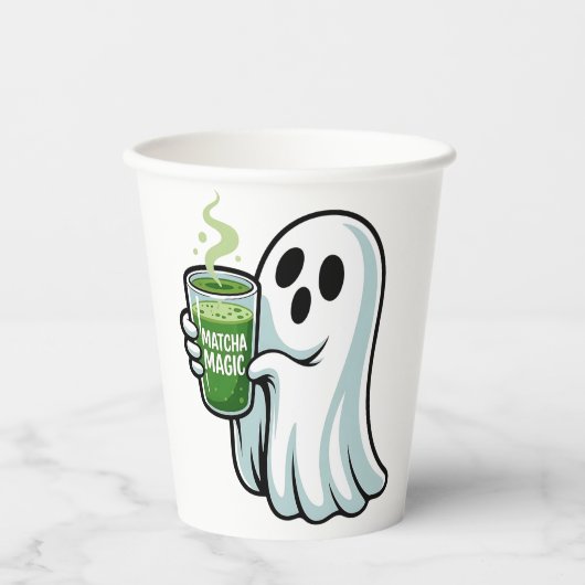 Spooky Halloween Ghost Drink Matcha Drink Pappbecher (Vorderseite)