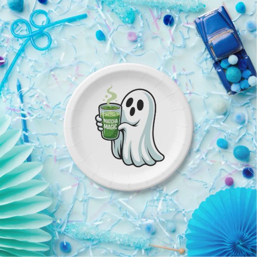 Spooky Halloween Ghost Drink Matcha Drink Pappteller (Party)