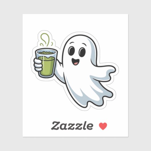 Spooky Halloween Ghost Holding Matcha Aufkleber (Blatt)