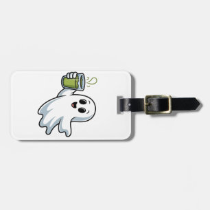 Spooky Halloween Ghost Holding Matcha Gepäckanhänger