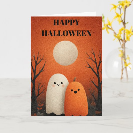 Spooky Halloween Ghost Karte (Gelbe Blume)