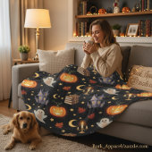 Spooky Halloween Ghost Pumpkin Pattern Fleecedecke