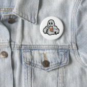 Spooky Halloween Ghost Sippin Pumpkin LatFall Button (Beispiel)