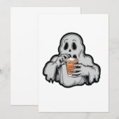 Spooky Halloween Ghost Sippin Pumpkin LatFall Einladung (Vorne/Hinten)