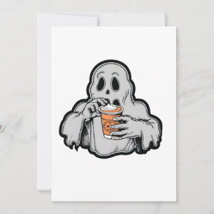Spooky Halloween Ghost Sippin Pumpkin LatFall Einladung