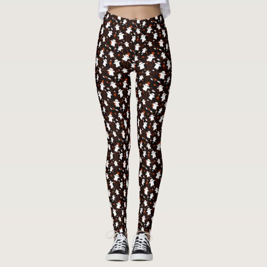 Spooky Halloween Ghost Spiders Candy Leggings (Vorderseite)