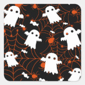Spooky Halloween Ghost Spiders Candy Quadratischer Aufkleber (Vorderseite)