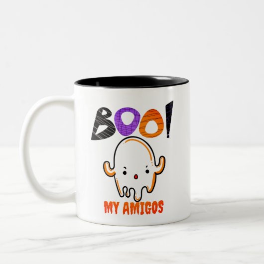 Spooky Halloween Ghost Throw Kissen Zweifarbige Tasse (Links)