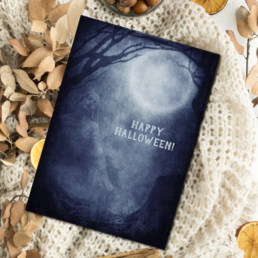 Spooky Halloween Ghost Vollmond in der Nacht Einladung