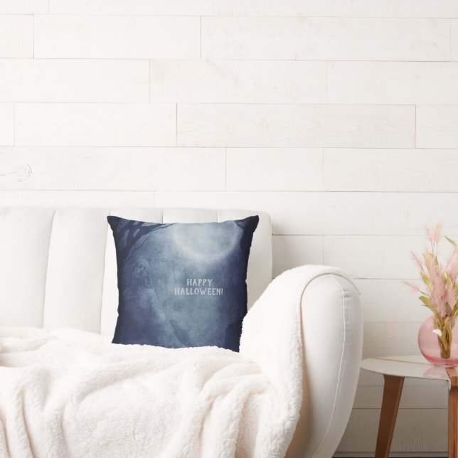 Spooky Halloween Ghost Vollmond in der Nacht Kissen (Liege)