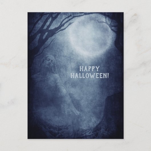 Spooky Halloween Ghost Vollmond in der Nacht Postkarte (Vorderseite)