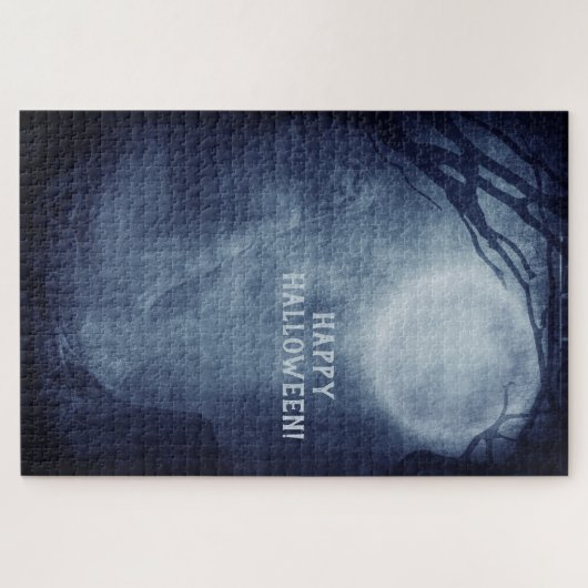 Spooky Halloween Ghost Vollmond in der Nacht Puzzle (Horizontal)