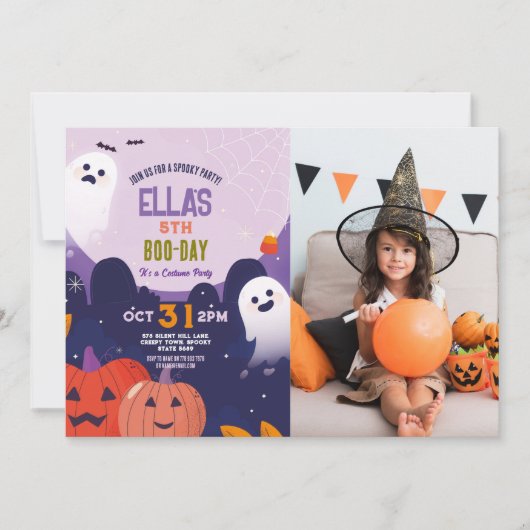 Spooky Halloween Ghosts Geburtstagskinder-Foto Einladung (Vorderseite)