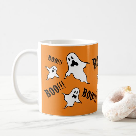Spooky Halloween Ghosts Kaffeemaschine Tasse (Mit Donut)