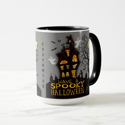 Spooky Halloween Ghosts Spuk Haus individuell anpa Tasse (VorderseiteRechts)