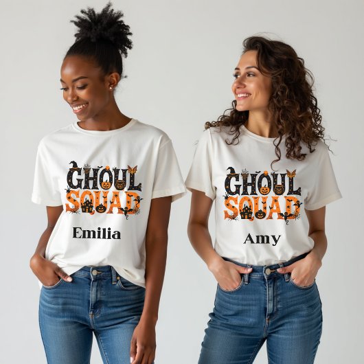 Spooky Halloween Ghoul Squad Grafischer Name Sweatshirt
