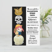 Spooky Halloween Girl Gold Pumpkins Party Einladung (Stehend Vorderseite)