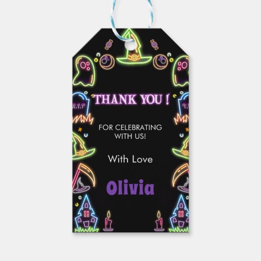 Spooky Halloween Glow Dark Birthday Party Geschenkanhänger (Vorderseite)