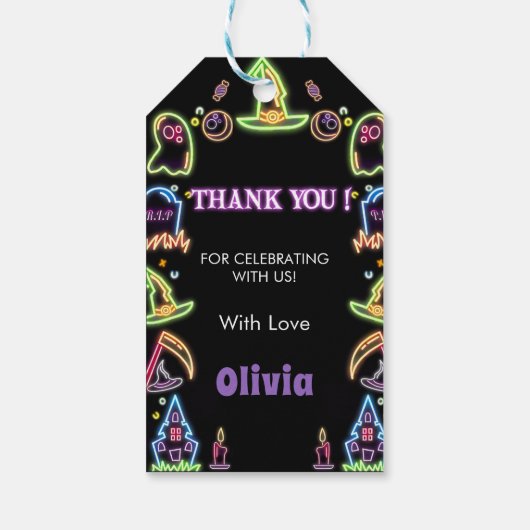 Spooky Halloween Glow Dark Birthday Party Geschenkanhänger (Rückseite)