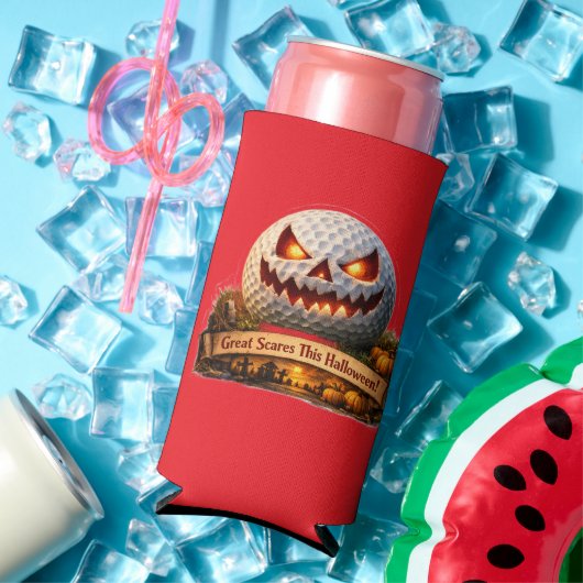 Spooky Halloween golf graphic teal cam cooler Selters Dosenkühler (In Situ Sommer)