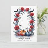 Spooky Halloween Gothic Arch Wedding Save The Date (Stehend Vorderseite)