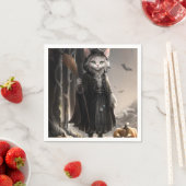 Spooky Halloween Gothic Cat in Misty Forest Design Serviette (Beispiel)
