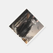 Spooky Halloween Gothic Cat in Misty Forest Design Serviette (Ecke)