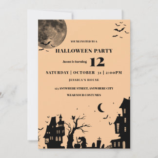 Spooky Halloween Gothic Geburtstagsparty Einladung