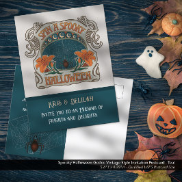 Spooky Halloween Gothic Vintag Style Einladung Postkarte