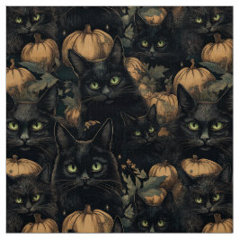 Spooky halloween gotische schwarze Katze und Kürbi Stoff