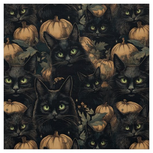 Spooky halloween gotische schwarze Katze und Kürbi Stoff (Muster)