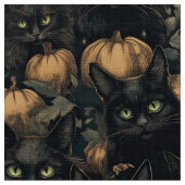Spooky halloween gotische schwarze Katze und Kürbi Stoff (Nahaufnahme)