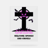 Spooky Halloween Graveyard Cross Acrylschild (Vorderseite)
