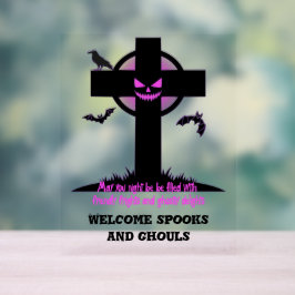 Spooky Halloween Graveyard Cross Acrylschild