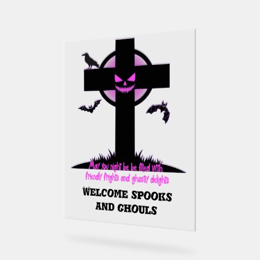 Spooky Halloween Graveyard Cross Acrylschild (Winkel)