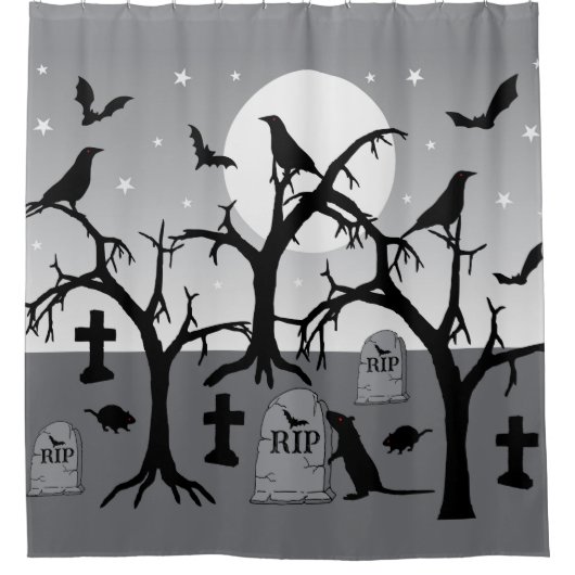 Spooky Halloween Graveyard Friedhof Grabstein Duschvorhang (Vorderseite)